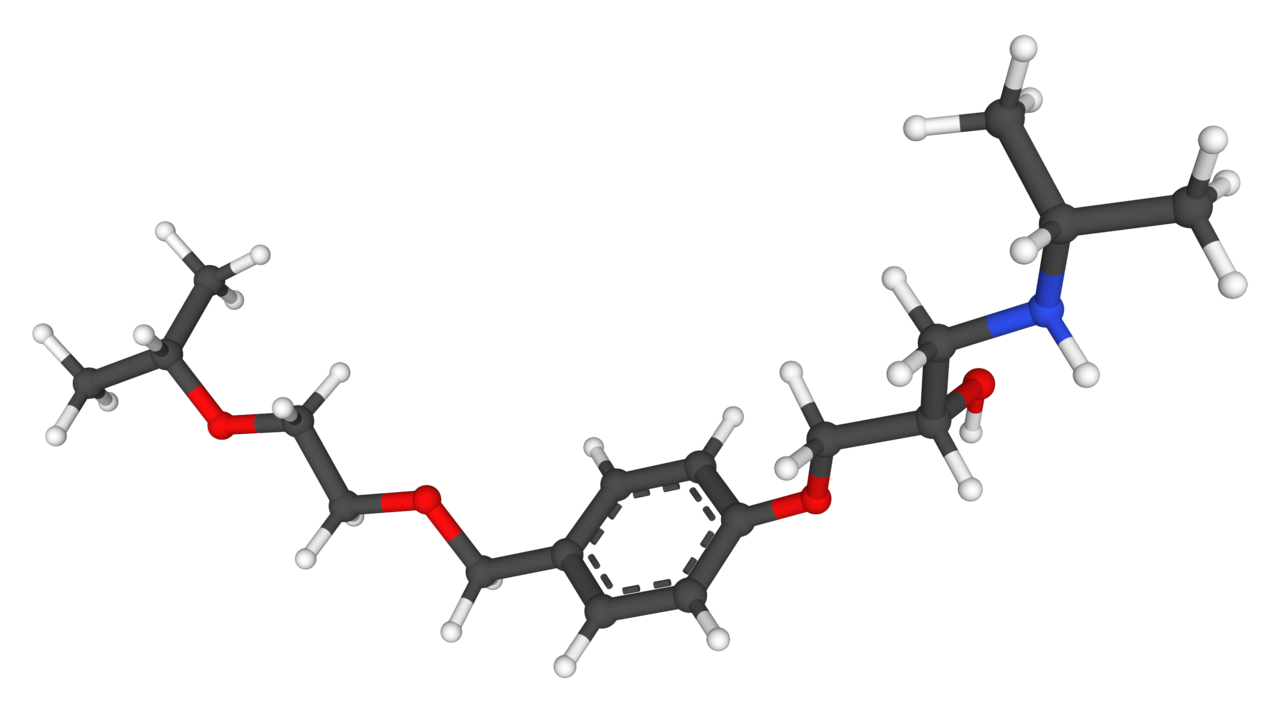 A bisoprolol molekula golyó-pálca modellje